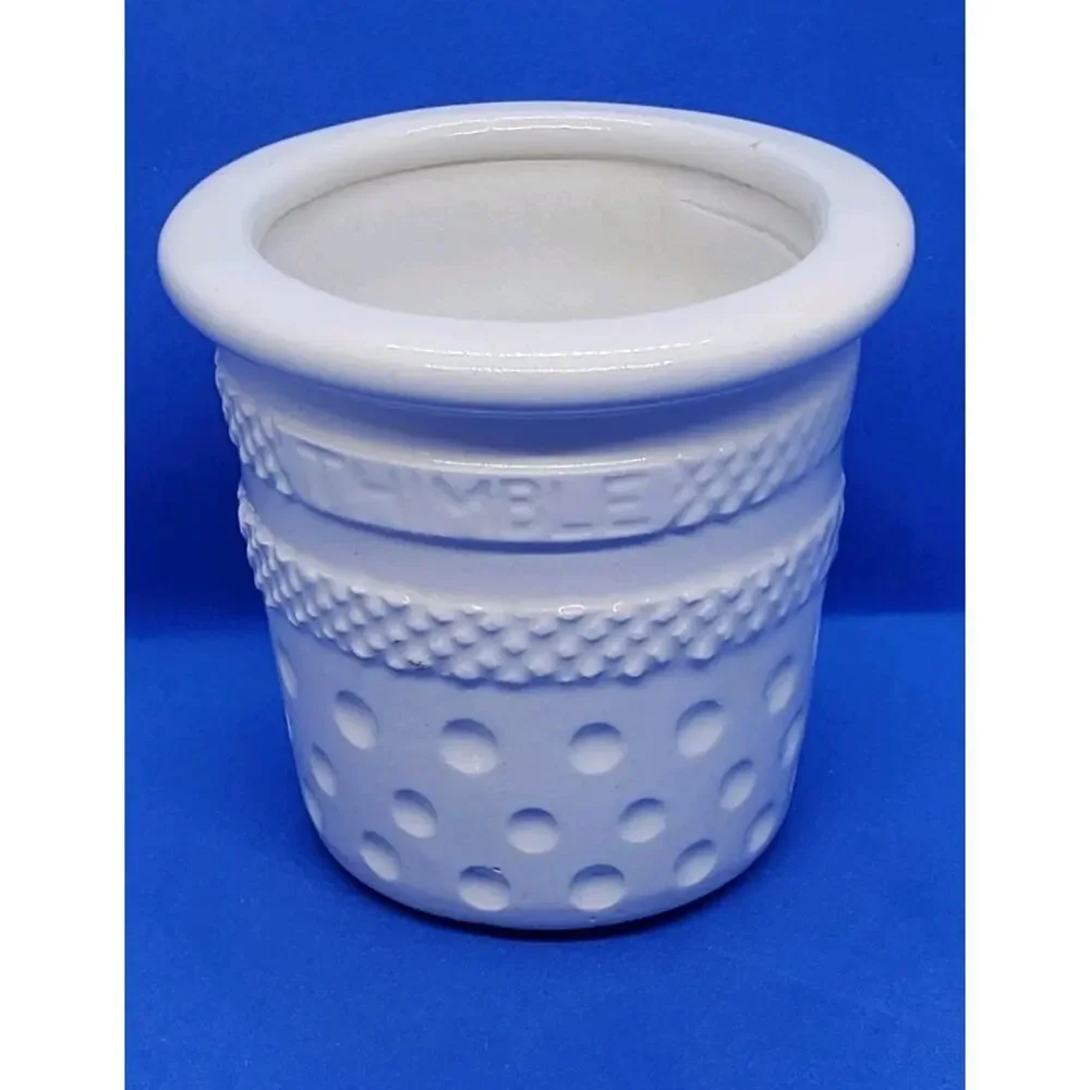 Vintage Ceramic Thimble Large Size Trinket Sewing Cross Stitch Storage Planter